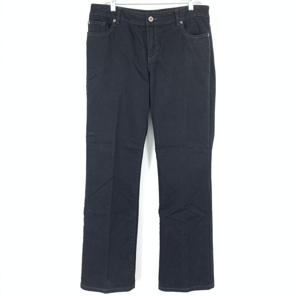 Chicos Platinum Denim Jeans Womens Sz 2 US 12 Regular Black Straight Leg
